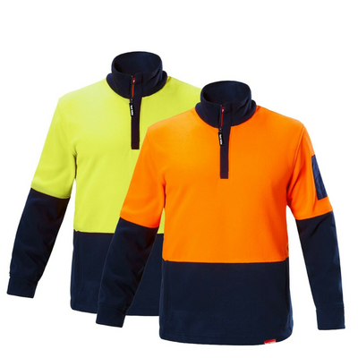 Hard Yakka Work Jumper Hi-Vis 2 Tone Brushed Fleece 1/4 Zip Winter Y19330- Bannav S Bannav LLC